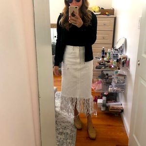 Zara Fringe Denim Skirt